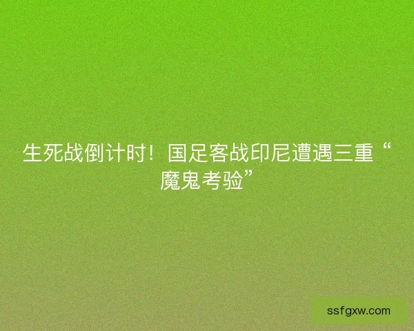 生死战倒计时！国足客战印尼遭遇三重 “魔鬼考验”